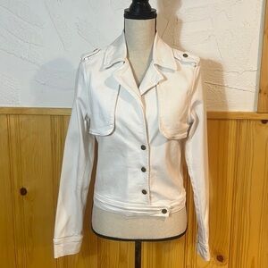 Frame Denim White Military Style Cropped Jacket Sz-M